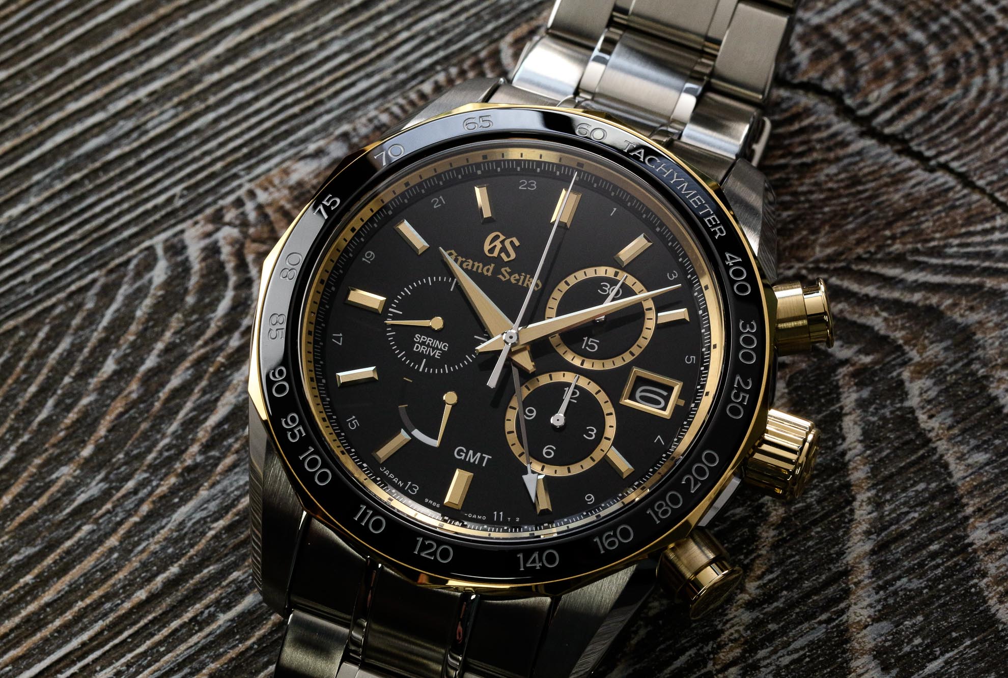 Grand Seiko SBGC240 steel and gold chronograph