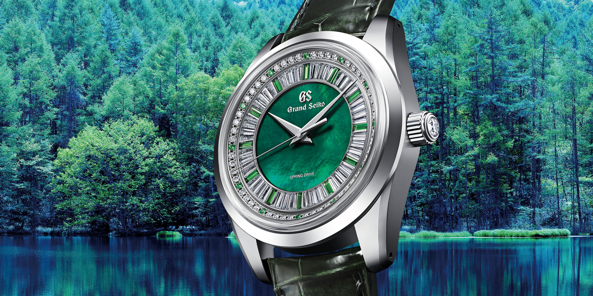 Grand Seiko SBGD207 against forest backdrop
