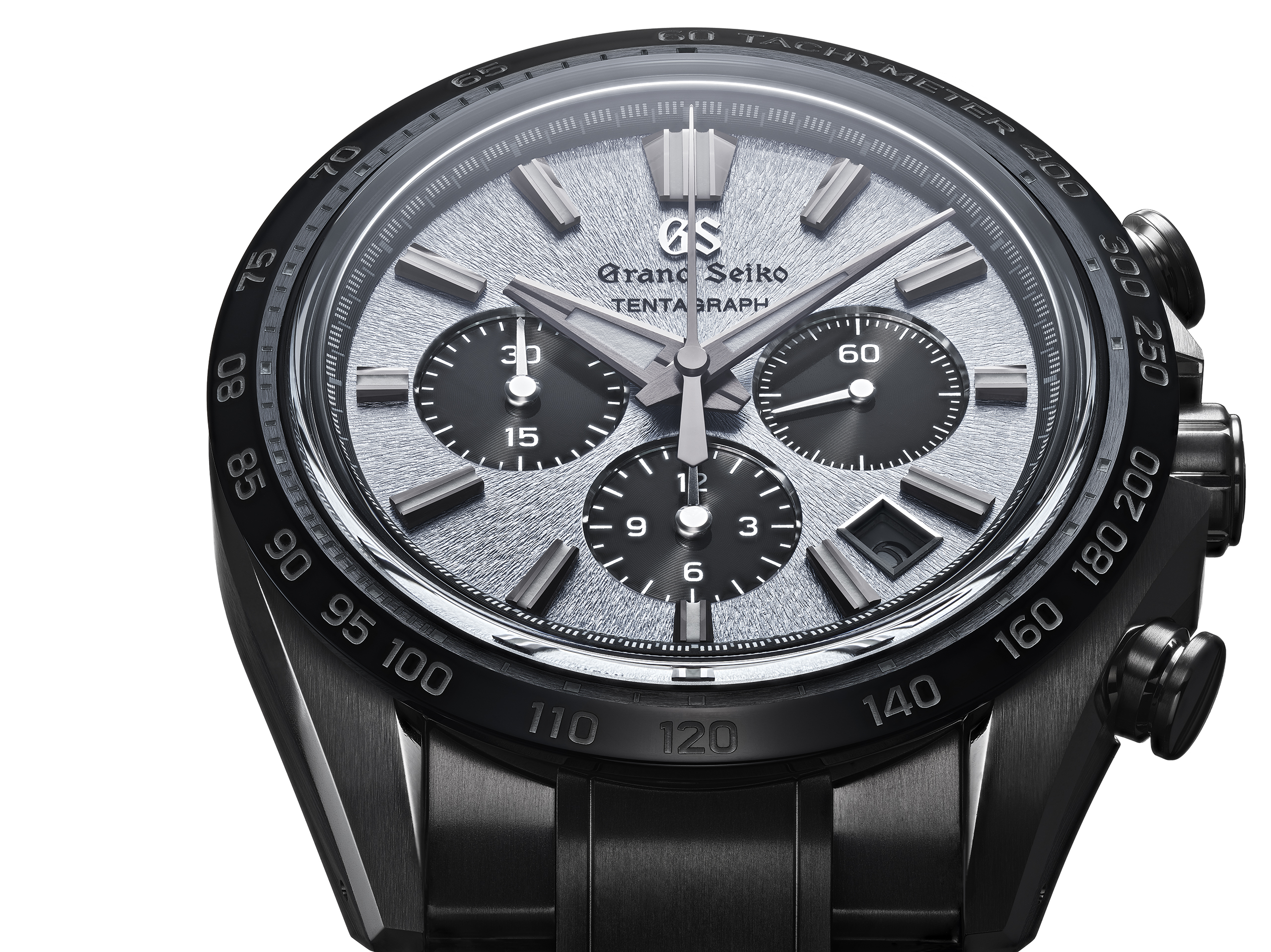 Frozen waterfall Jily Su in winter. Landscape of mountains with Grand_Seiko_Spring_Drive_GMT_SBG295-hero-thumbnail